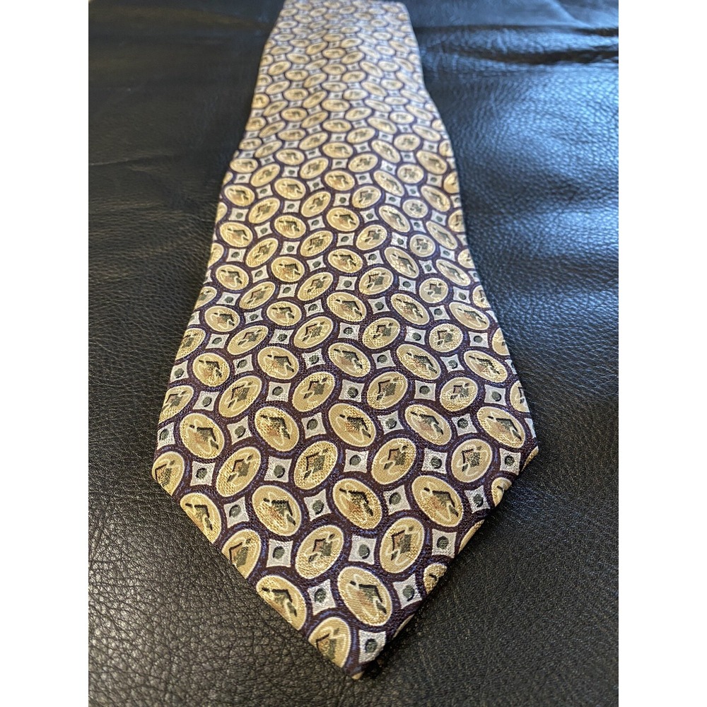 Calvin Klein,100% Silk,Men's Neck Tie,USA Made Multicolor Oval Geometric